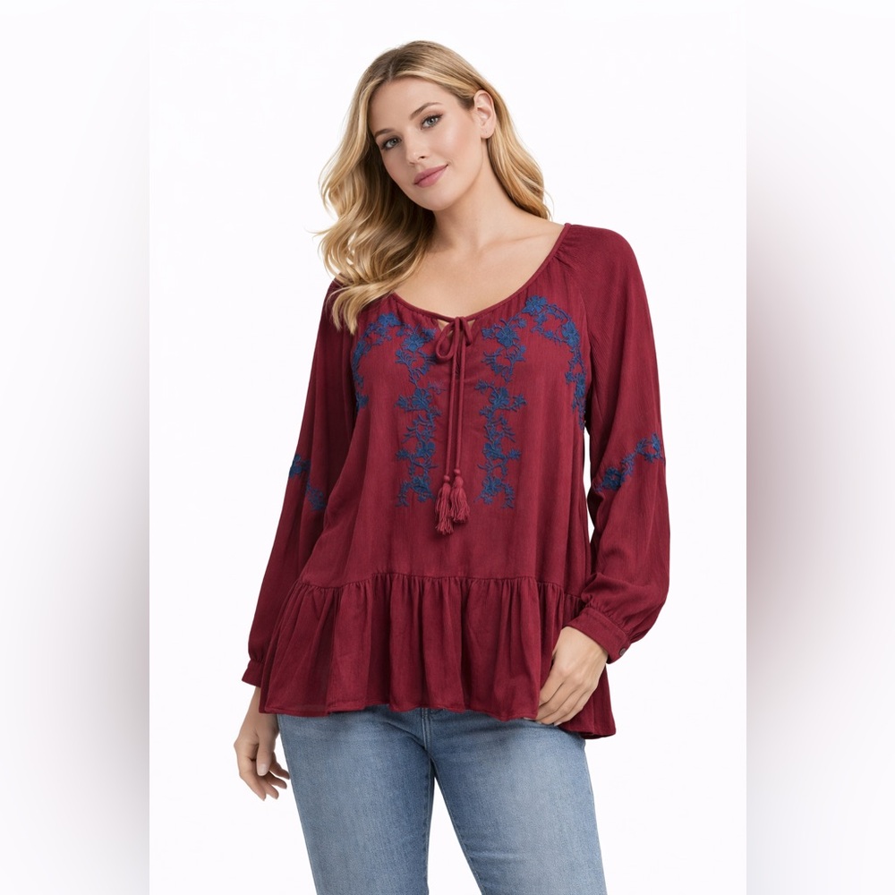 🌺 NWT! Liz Claiborne Boho Peasant Blouse